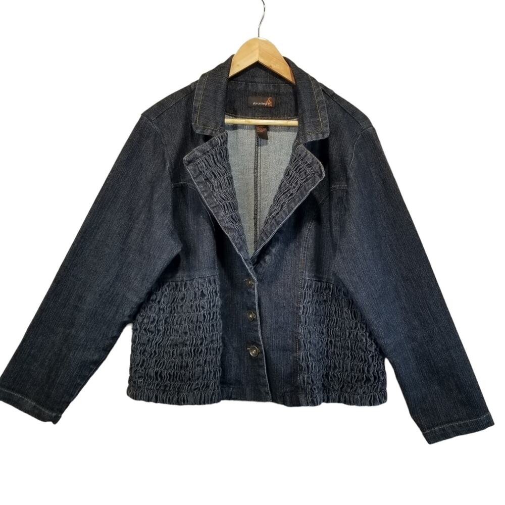 Ashley Stewart Jean Jacket Womens plus 14W Dark Denim - Picture 6 of 6